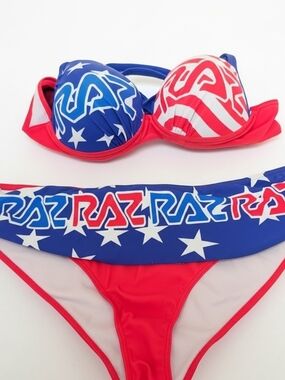 RAZ Patriotic Stars Red Blue White Women's 2-Piece Bikini Set Underwired Top
